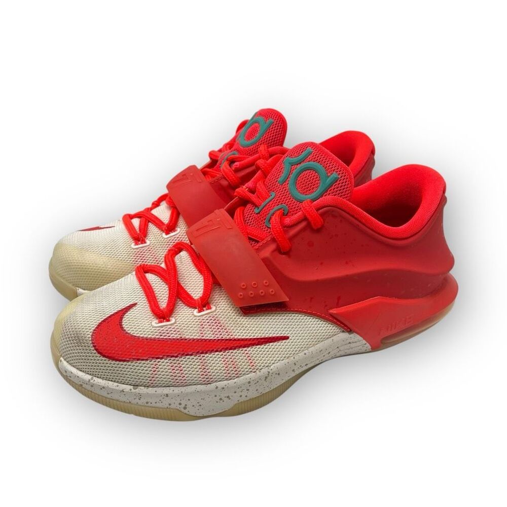 Nike Kevin Durant 7 KD VII GS Bright Red White Egg Nog Shoes 669942-613 4 Youth